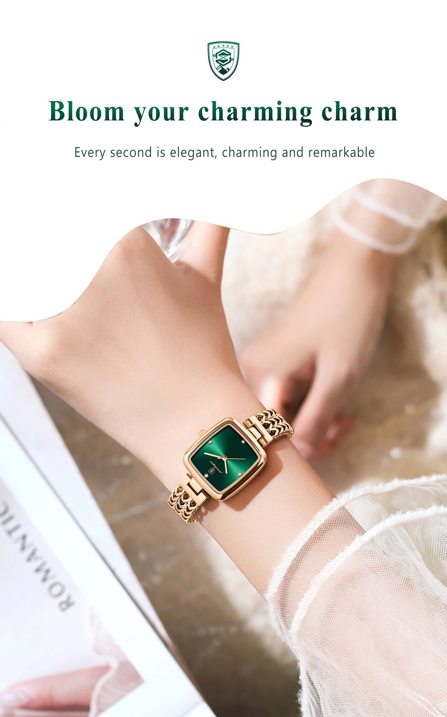 POEDAGAR Luxury Square Watch for Woman Waterproof Stainless Steel Women Quartz Watches Female Elegant Dress Simple Ladies Watch