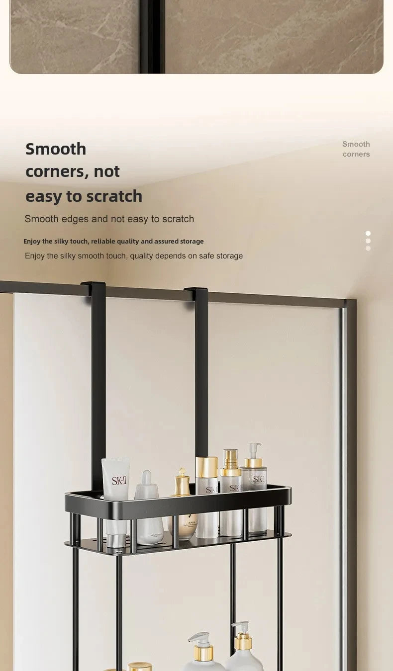 1/2/3 Tiers Bathroom Punch Free Wall-mounted Storage Rack Shower Room Over The Door Toiletries Organizer Bathroom Hanging Shelf