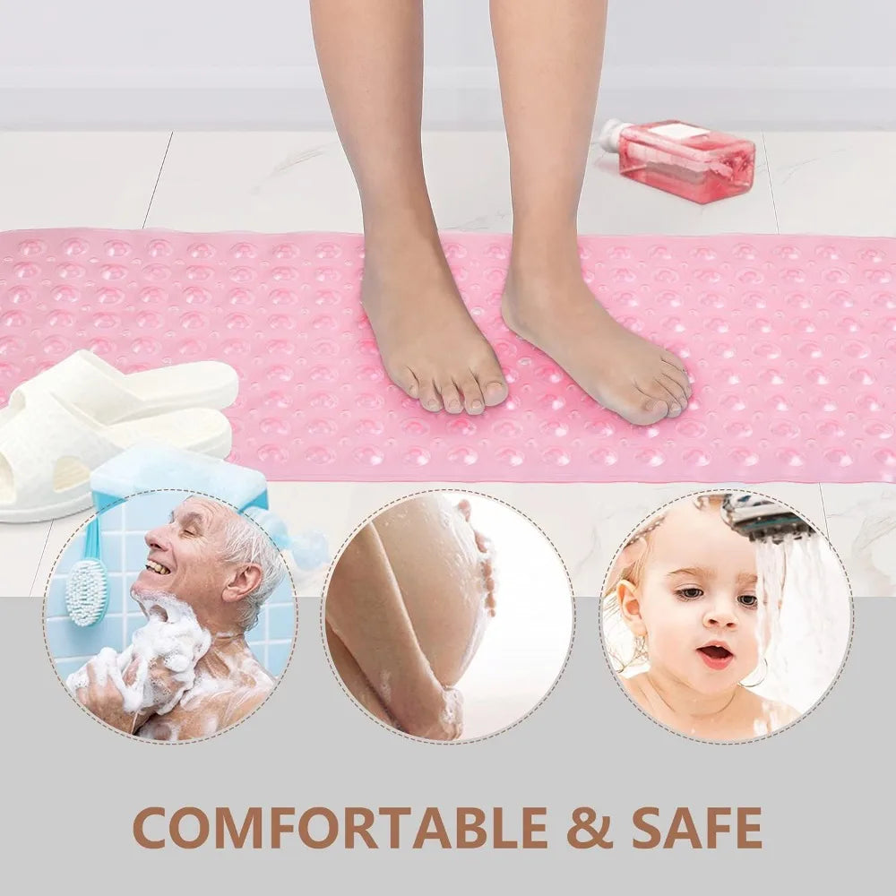 Upgrade Baby Bath Mat,Non Slip Extra Long Bathtub Mat for Kids 40 X 16 Inch，Eco Friendly Machine Washable Bath Tub Shower Mat