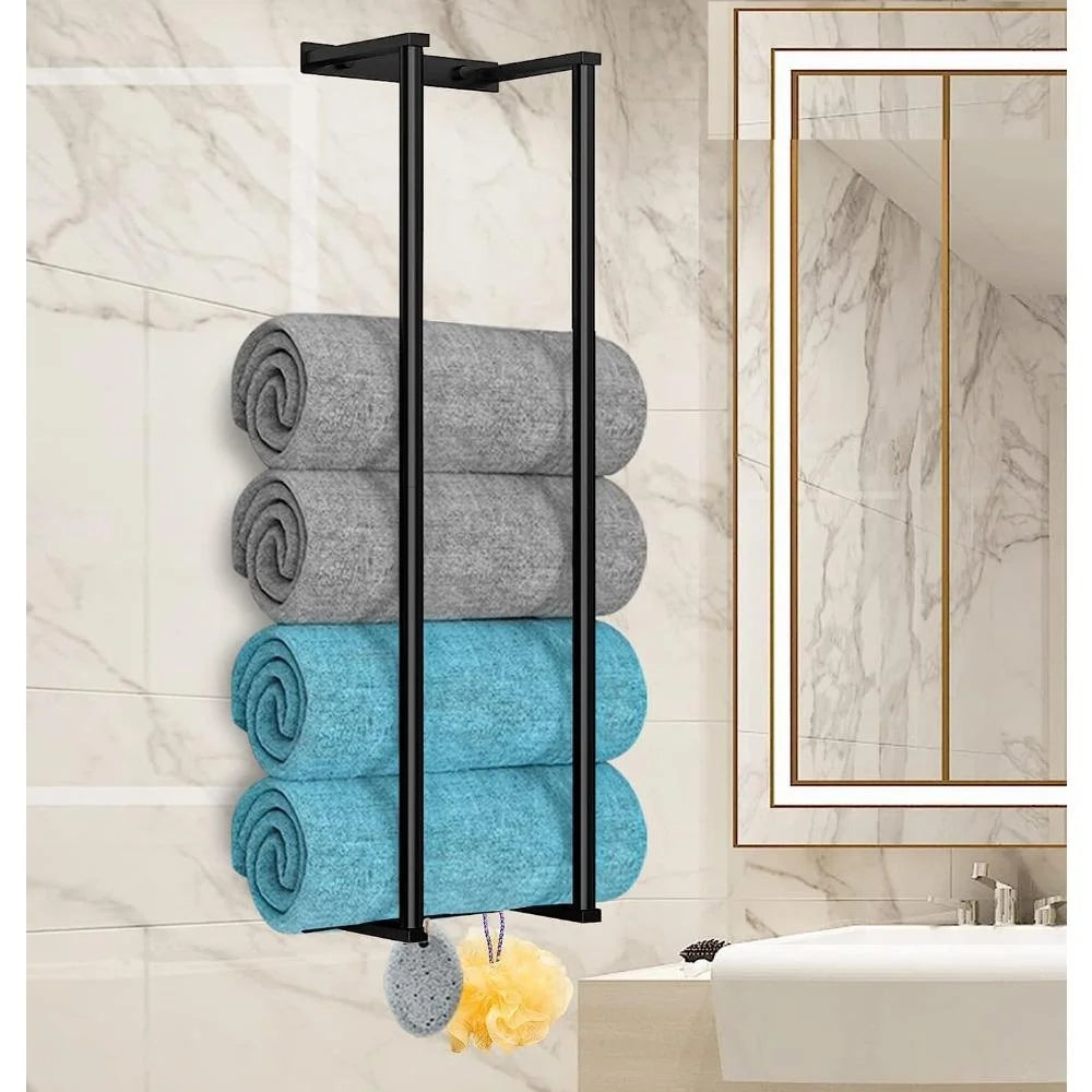 Bathroom Towel Rack for Rolled Towels Wall Mounted Towel Storage Rack for Bathroom Organisation Stainless Steel Towel Storage