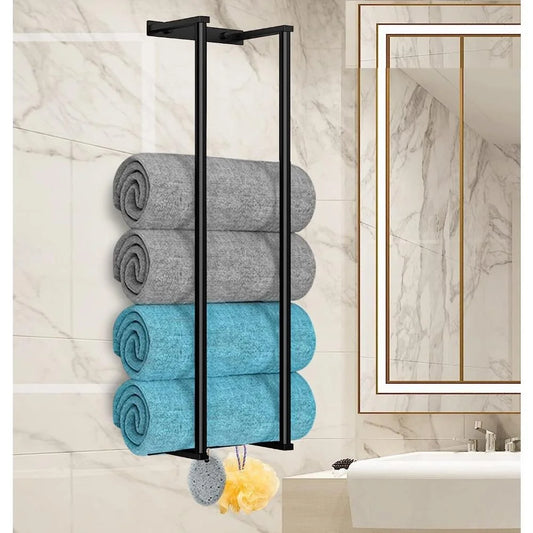 Bathroom Towel Rack for Rolled Towels Wall Mounted Towel Storage Rack for Bathroom Organisation Stainless Steel Towel Storage