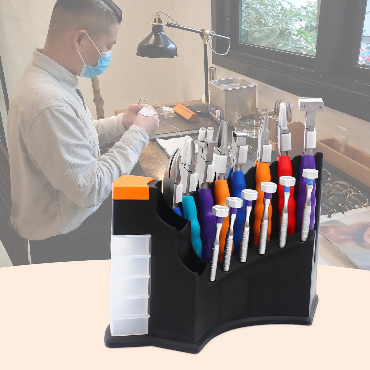 14pc Optical Eyeglass Repair Tool Kit, Optician Optical Tools Kit Eyeglasses Repair 6 Pcs Screwdrivers 8Pcs Pliers, Non-Slip Grip, for Eyeglass, Watch, Computer, Laptop, Phone