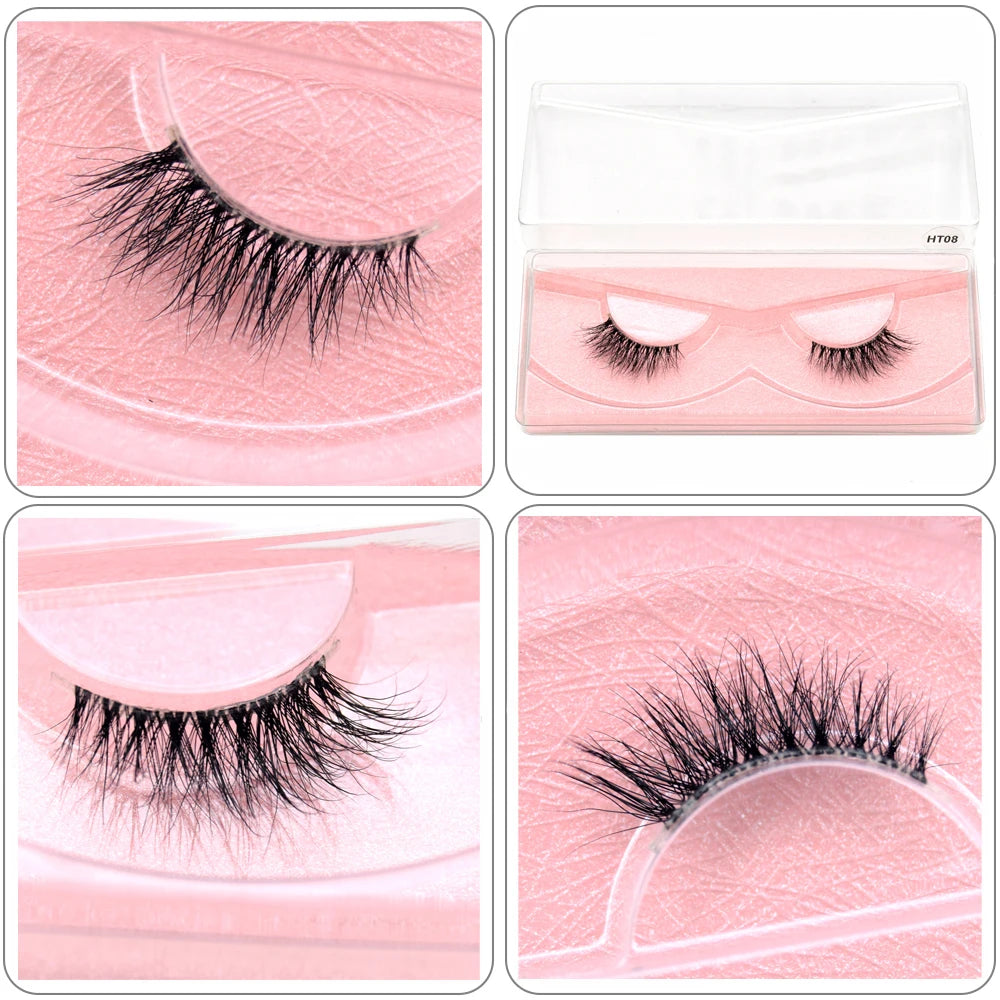 Visofree 3D Mink Half Lashes – Natural Long False Eyelashes with Clear Band, Handmade HT04
