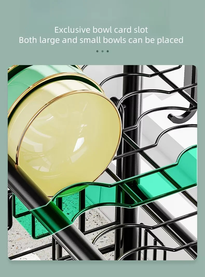 Over The Sink Dish Drying Rack, Metal Dish Drying Racks for Kitchen Counter with Hooks, Utensil Holder, 85cm, Kitchen Essentials