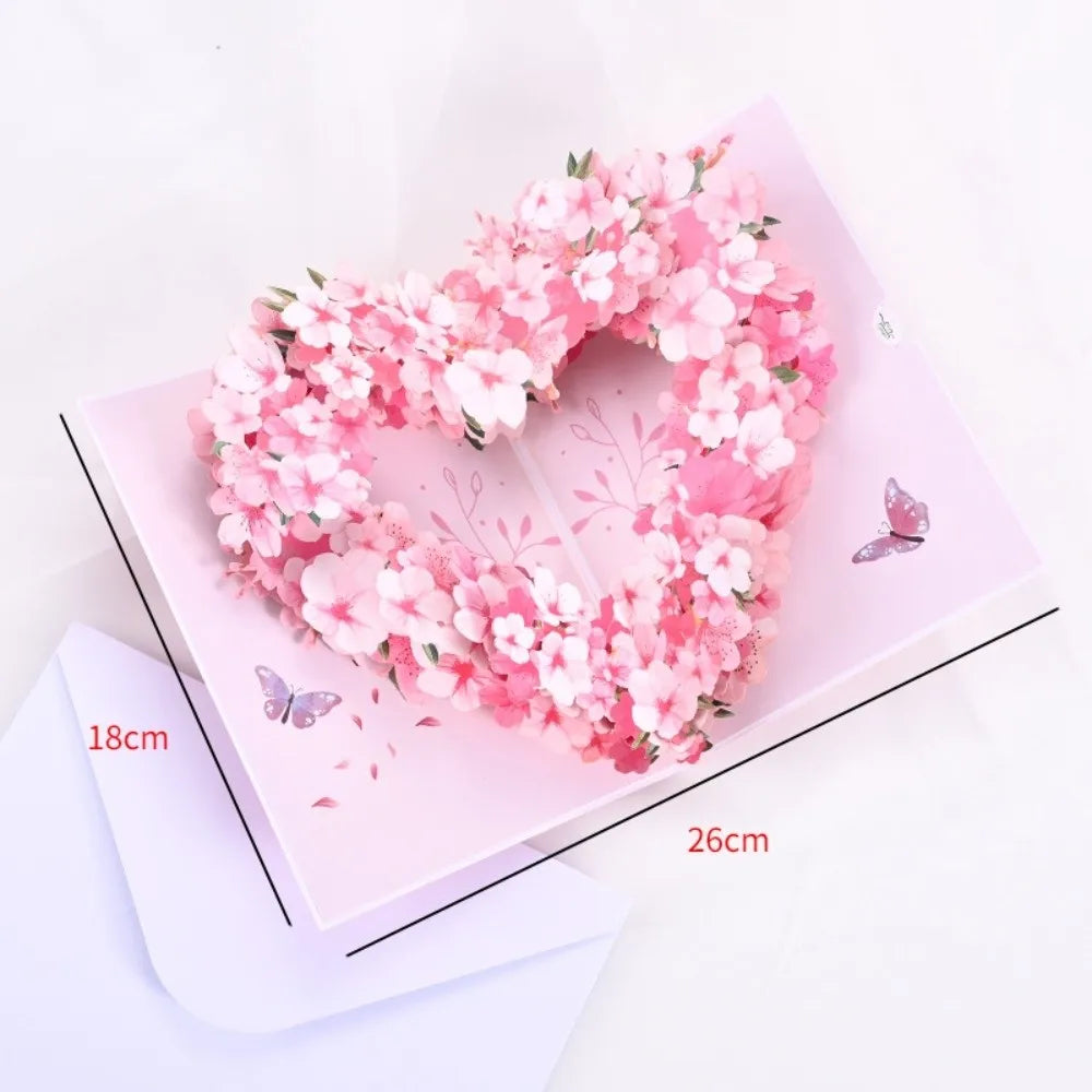 Romantic Theme Anniversary Card Pop-Up Mechanism 3D Heart Tree Couple Card Heart Tree Design 3D Love Tree Card Valentines Day