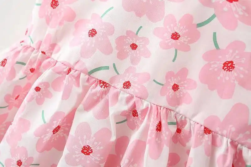 0-3-year-old baby clothes summer seaside vacation children's dress floral sleeveless bow girl princess dress+hat