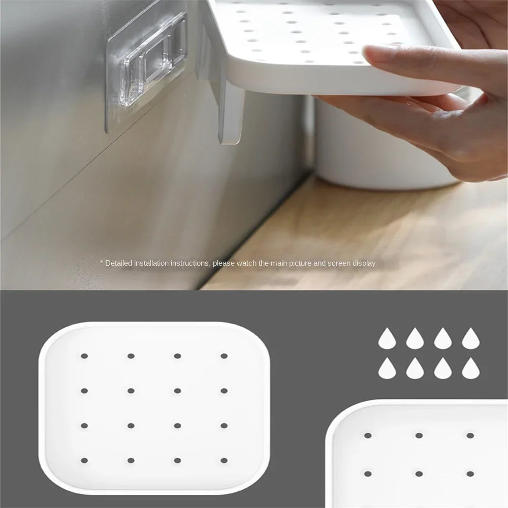 Bathroom Drainable Storage Rack Small White Bathroom Accessories Punch-free Wall-mounted Bathroom Shelf Wash Supplies Storage