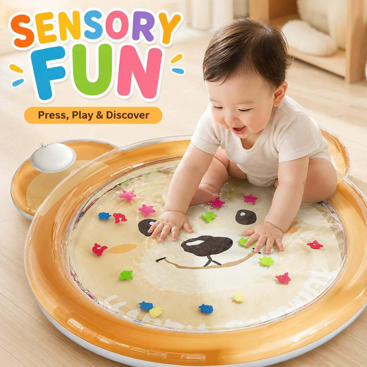 1PC Tummy Time Water Mat, Inflatable Sensory Play Pad, Water Filled Pat Mat Infant Floor Activity Toy for Toddlers