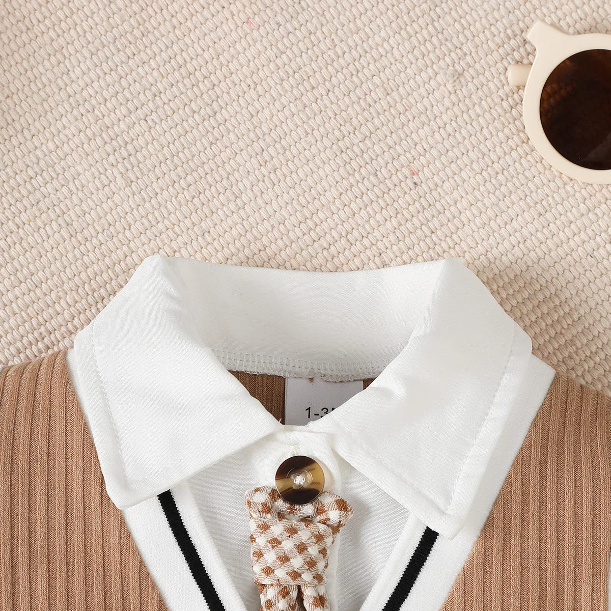 New Gentlemen Romper with Tie Short Sleeved Baby Onesie Summer Daily Wear Jumpsuit Birthday Clothing for Toddler Boy 1-18 Months