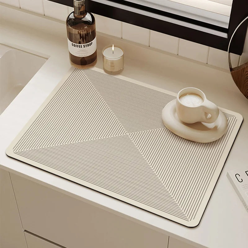 Super Absorbent Mat Line Dish Drying Mat Heat Resistant Coffee Mat Non-Slip Diatomaceous Kitchen Mat