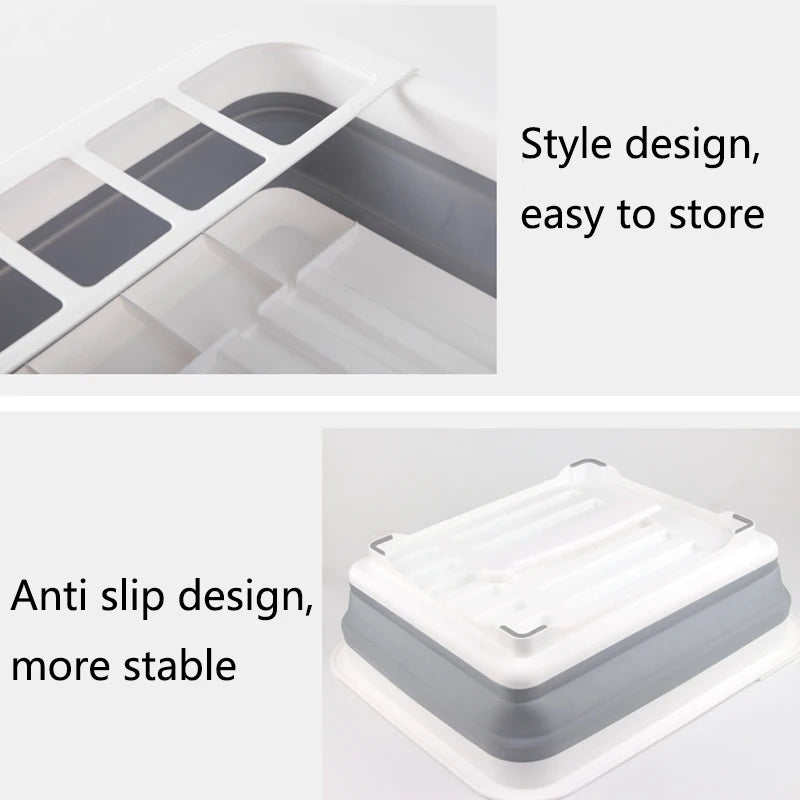 Foldable Bowl Rack, portable Kitchen, RV, camper Van, and Travel Trailer Cutlery Drain Storage Box,space Saving Kitchen Storage Tray