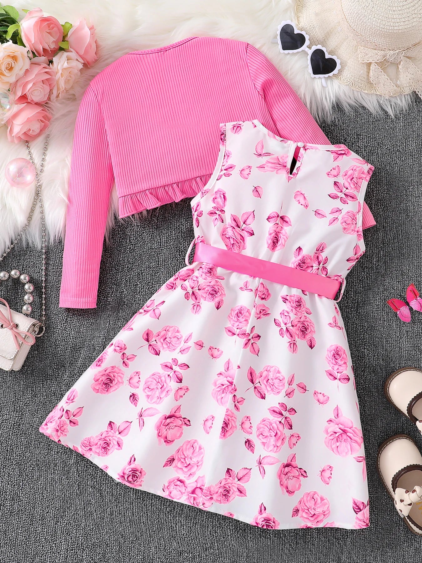 Pink Print Dress Set