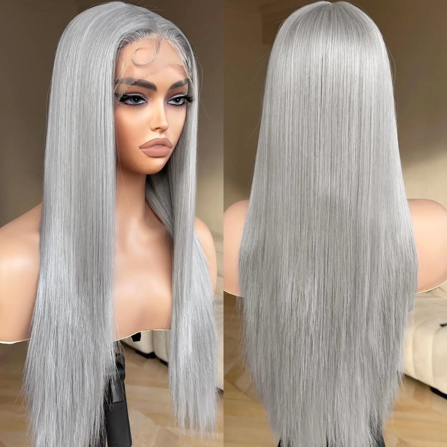13x6 Straight Grey Lace Front Wig Human Hair Pre Plucked Remy Brazilian Silver Gray Lace Frontal Wig Body Wave Human Hair Wigs