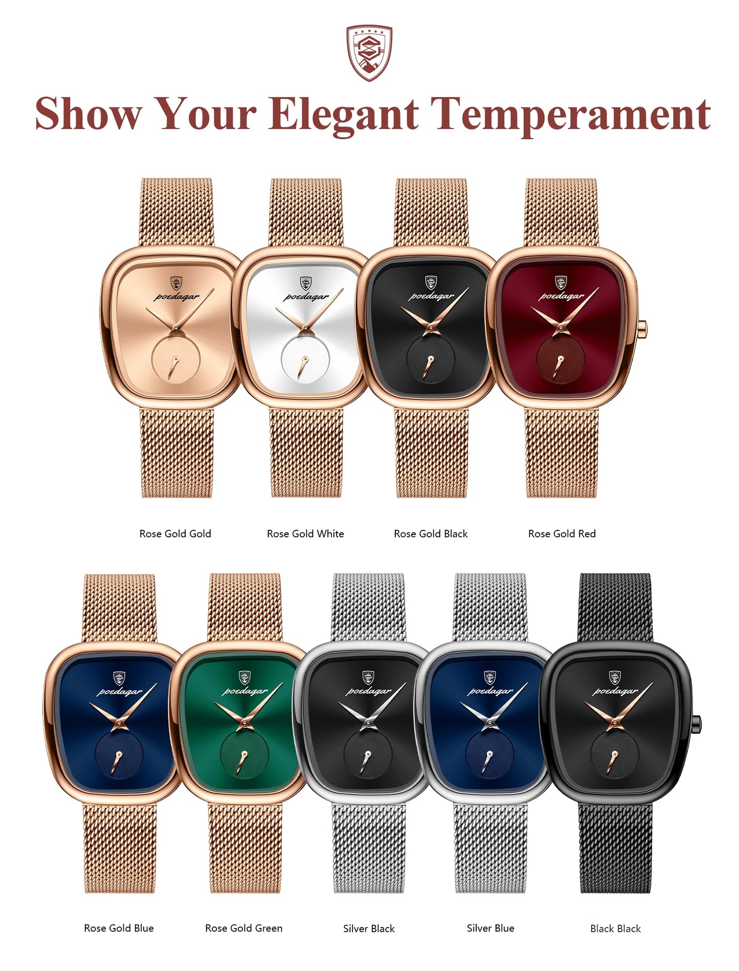 POEDAGAR Top Elegant Fashion Woman Wristwatch Waterproof Stainless Steel Ladies Watch Luxury Women's Quartz Watches Female Reloj