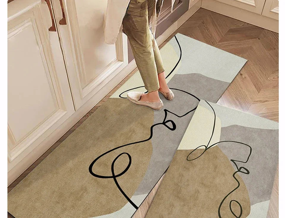 Carpet for Kitchen Floor Mat Pvc Waterproof Oil-proof Leather Rug Anti-slip Foot Mats Home Decoration