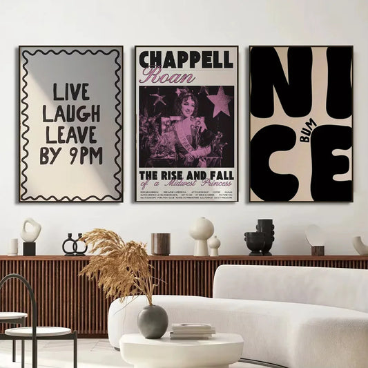 1pc Colorful Text Poster, Simple Decorative Canvas Home Decor - Chic Pink and White Vintage Art Poster, Room Decor