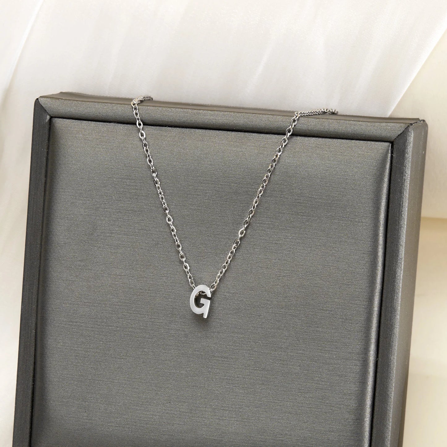 Silver Color Tiny A-Z Initial Letter Necklace for Women Stainless Steel 26 Alphabet Name Pendant Necklaces Jewelry Birthday Gift