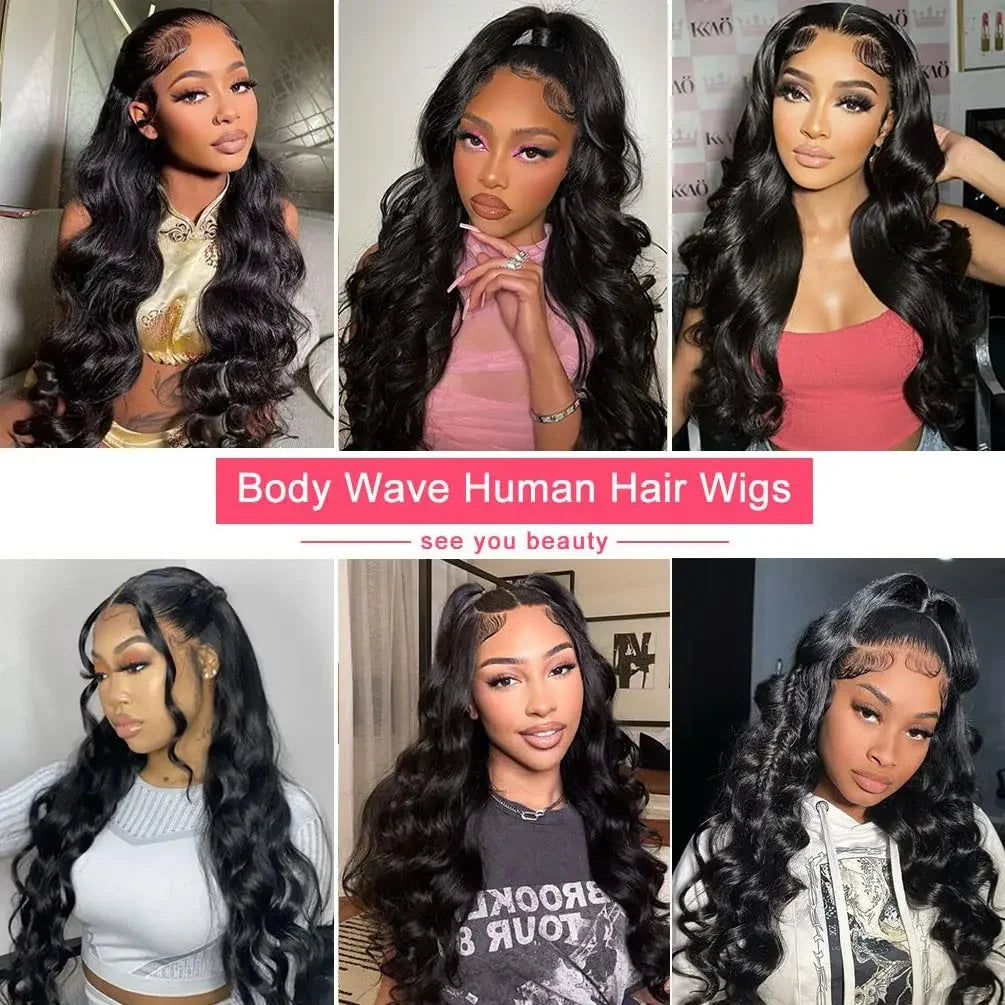 Varlea 200% Density 40 Inch Body Wave Human Hair Loose Body Wave Lace Front Wig 13x6 13x4 Hd Lace Frontal Wigs Black For Women