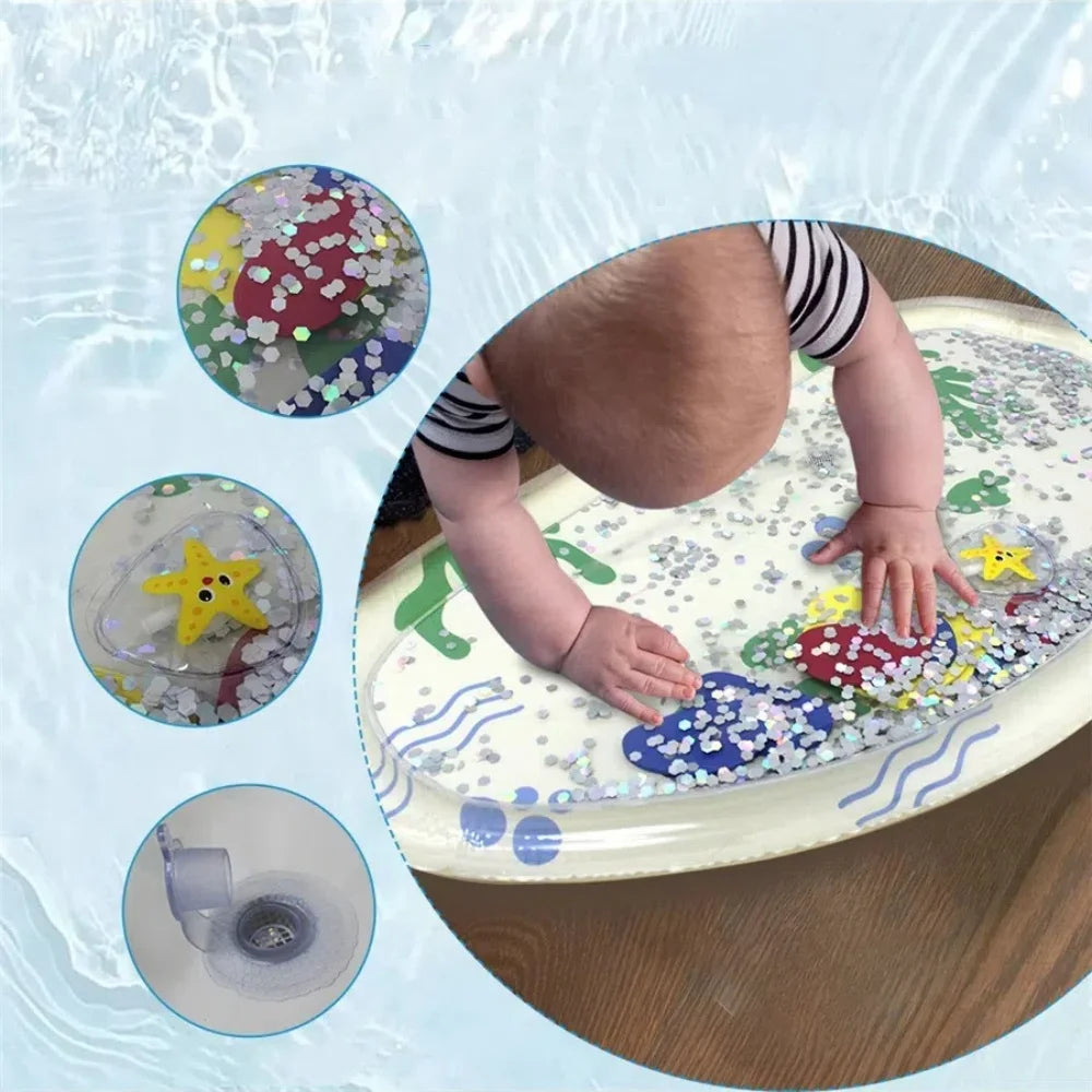 Water-Filled Crawling Mat with Snap-On Feature Instant Response Pad for Babies Developmental Play Mat with Sound Effect
