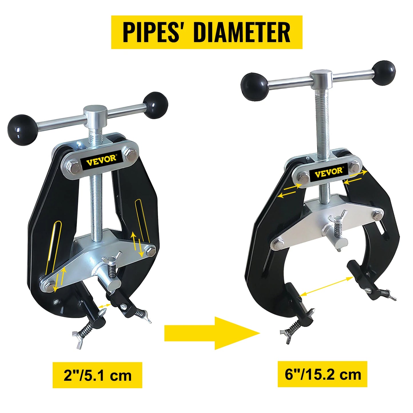 VEVOR Steel Pipe Clamp 2-6in 5-12in Adjustable Welding Alignment Clamp Tube to Flange Fittings Tee Versatile Ultra Fit Clamps