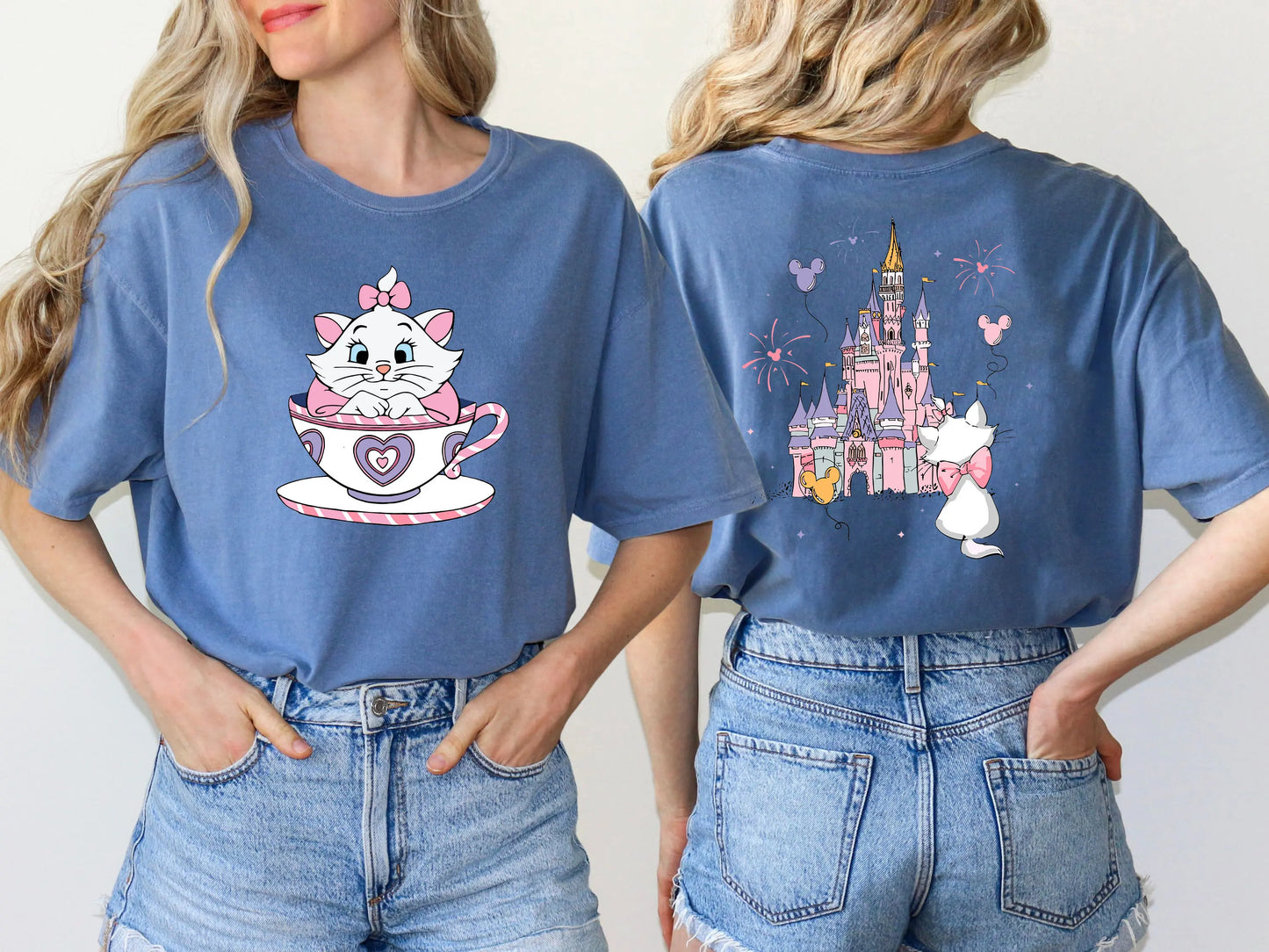 2025 Summer New The Aristocats Cartoon Anime Printed T-shirt Women's Fashion Casual T-shirt Mary Cat Crazy Teacup Party Shirt