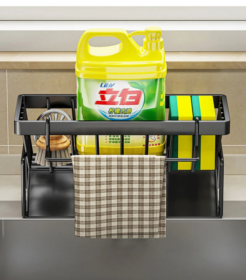 Sink Cleaning Tools Storage Rack Kitchen Multifunctional Stainless Steel Drain Rack for Sponge Cleanser Organiser Rag Hanger