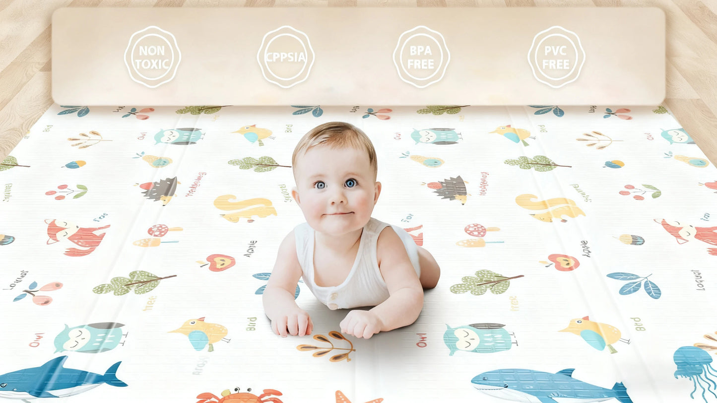 Foldable XPE Baby Play Mat Lightweight Non Toxic Crawling Mat for Newborn Portable Waterproof Play Rug Infants Travel Crawl Mat