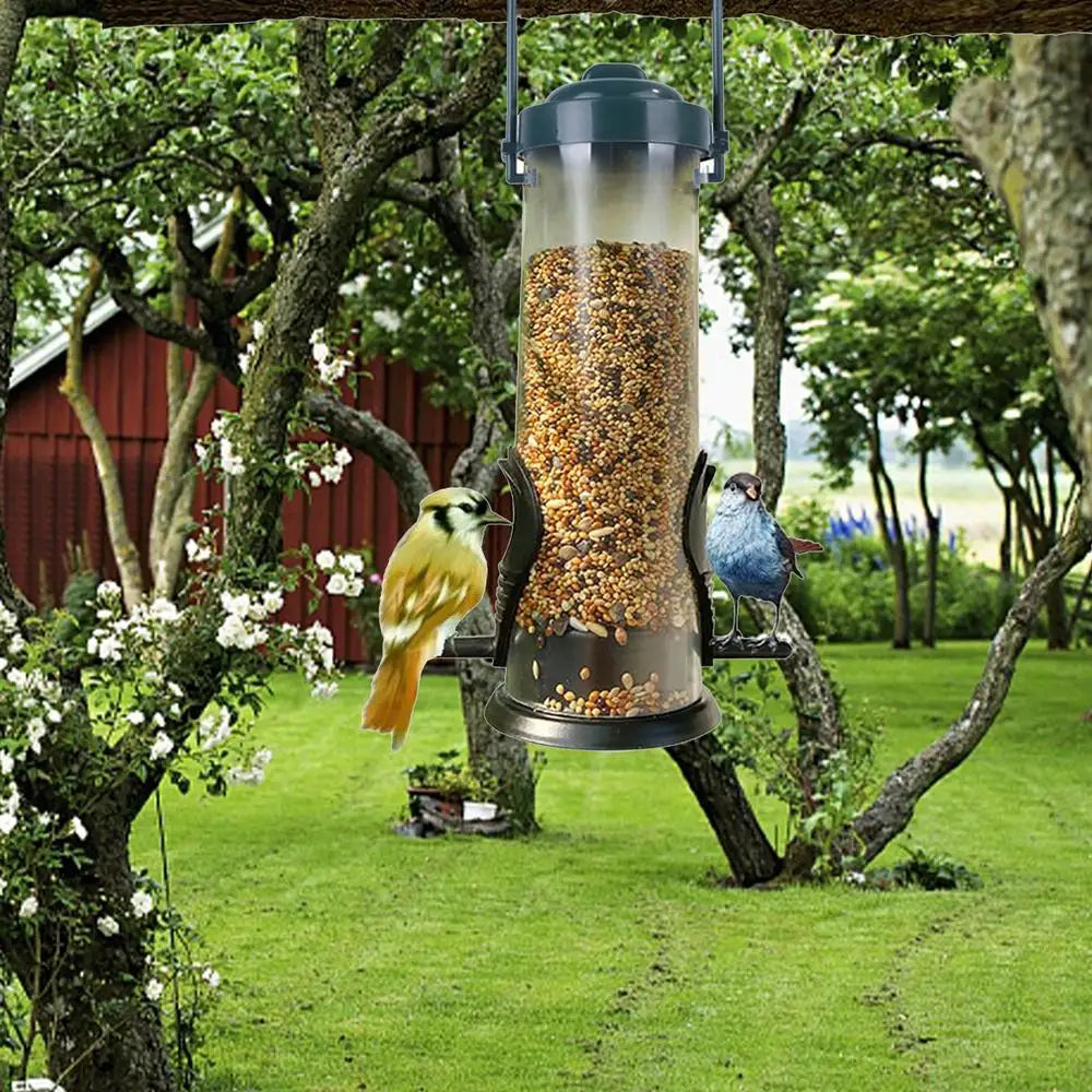 Dangling Squirrel-Proof Bird Feeder – Tubular PP Bird Food Dispenser