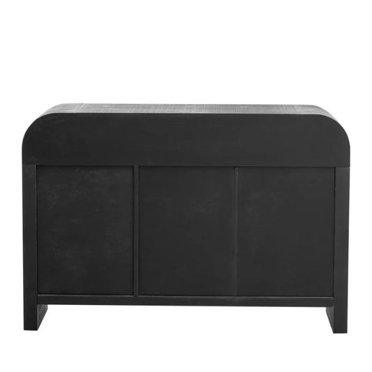 TREXM Retro Minimalist Curved Sideboard with Gold Handles and Adjustable Dividers for Living Room or Dining Room Antique Black