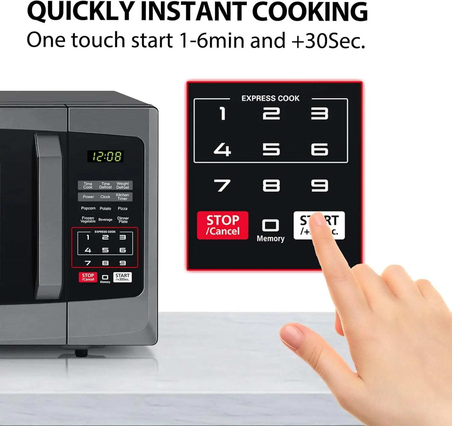 800w 23L Microwave Oven with Digital Display, Auto Defrost, One-touch ExprCook with 6 Pre-Programmed