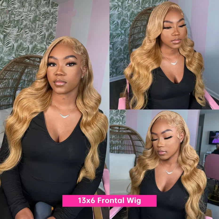 Hd Honey Blonde Wig Human Hair 13x6 Body Wave Lace Front Wigs For Women 13x4 Transparent Lace Loose Wave  #27 Colored Wigs