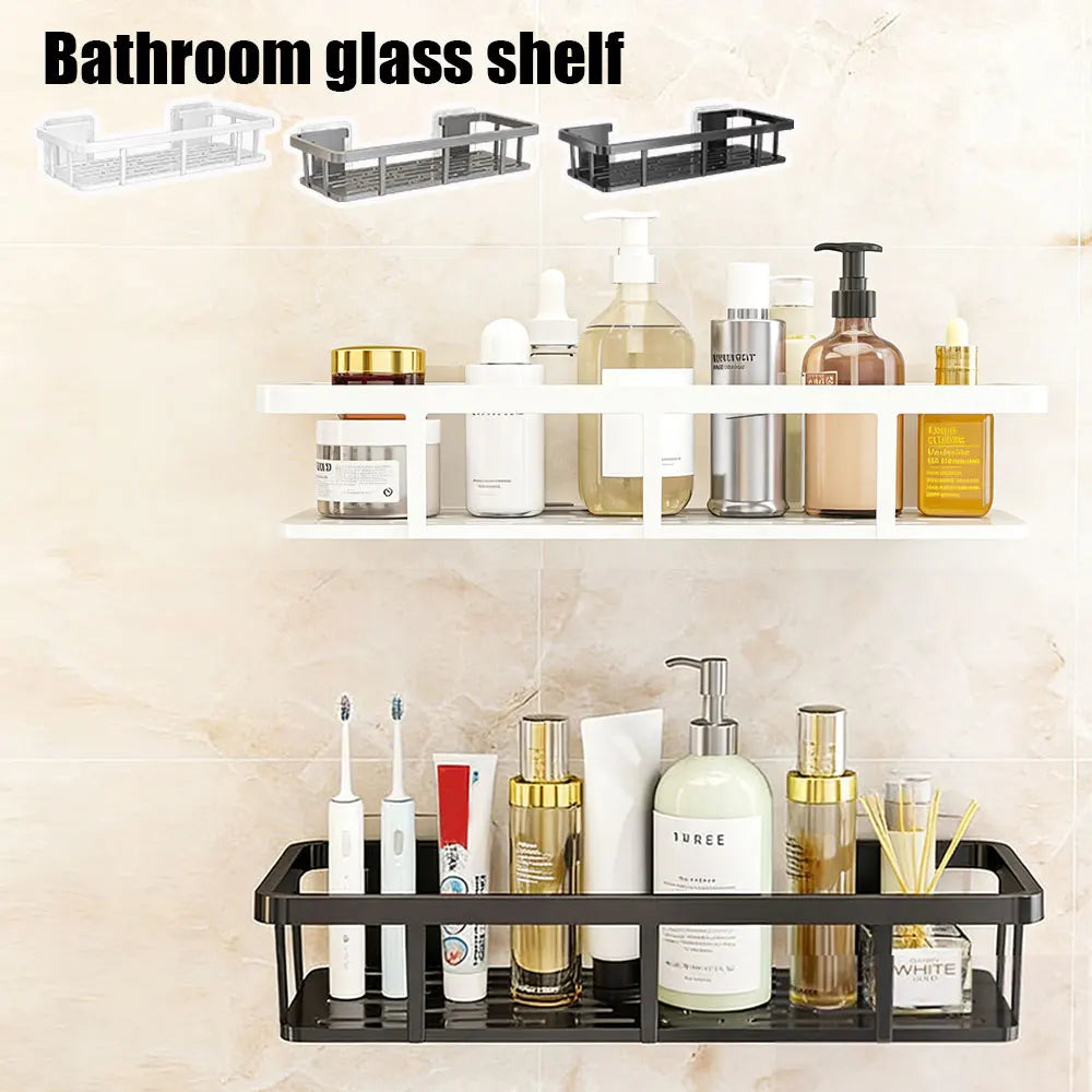 Bathroom Storage Rack No-Drill Wall Mounted Shampoo Makeup Storage Holder ShowerOrganizer Rack Bathroom Shelves Accessories
