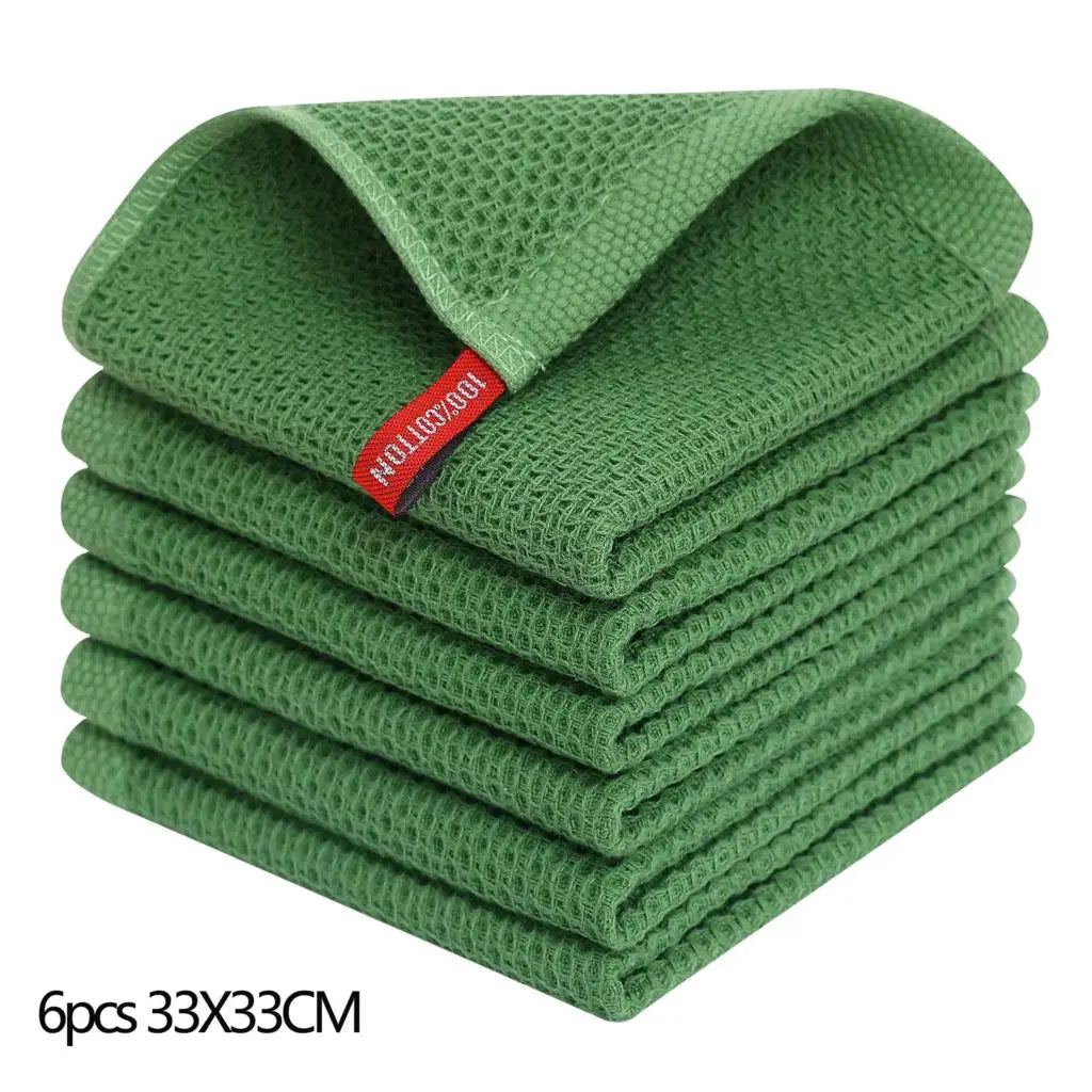 Olanly Kitchen Towel 100% Cotton Dishcloth Waffle Weave Kitchen Cloth Super Absorbent Quick Drying Wash Cloth Home Cleaing Towel