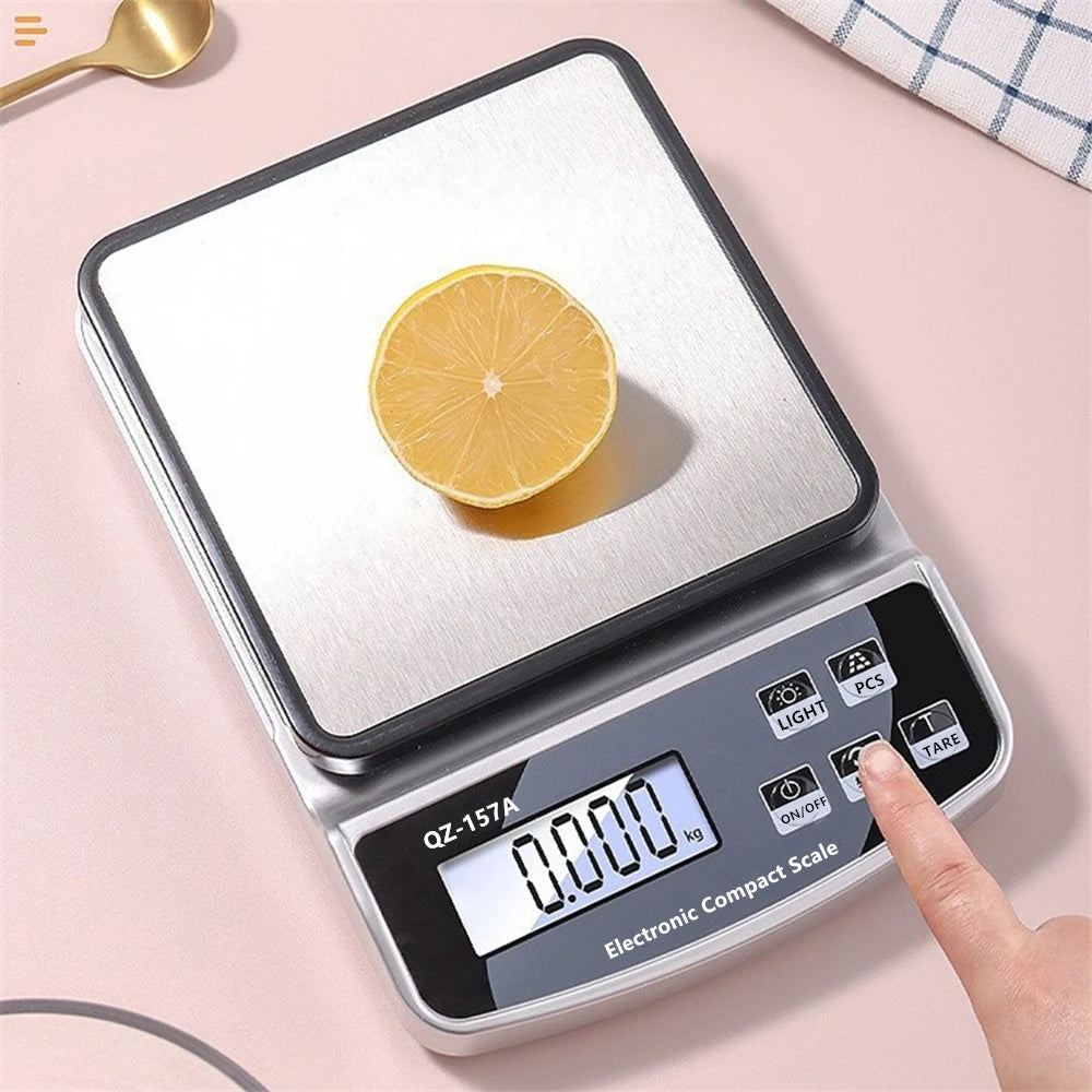 Digital Precision Scale Electronic Scale Waterproof Smart Kitchen Scale with Calibration USB Charge Coffee Balance 15/10/3KG