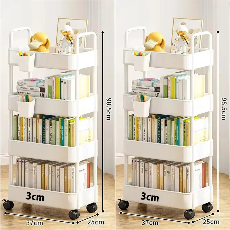 Mobile Kitchen Bookshelf Storage