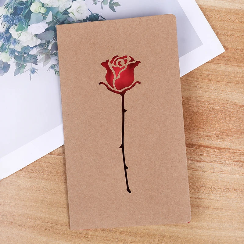 Valentines Day Mothers Day Greeting Card with Envelope Hollow Heart Flowers Gift Card Birthday Party Supplies Wedding Invitation