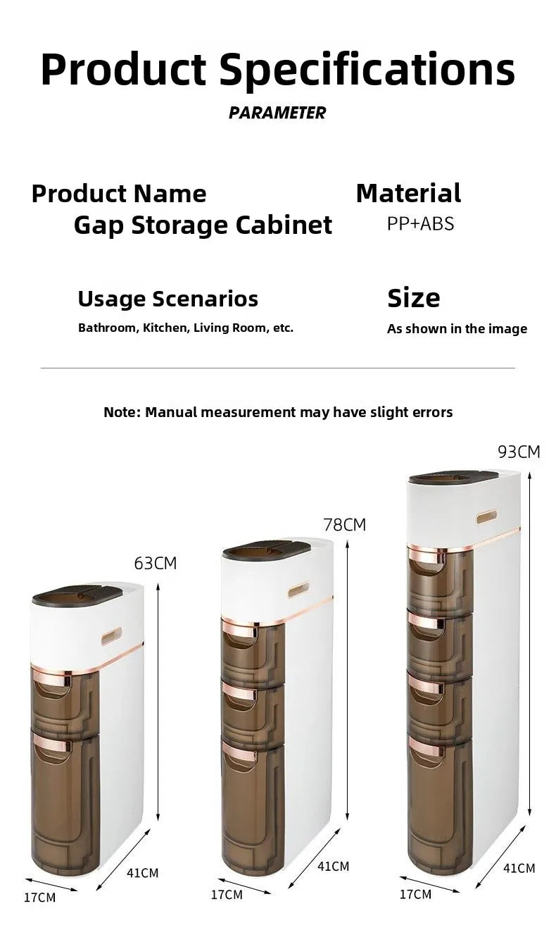 Bathroom Bedroom Narrow  Floor Standing Storage Rack No Installation Required Bathroom Organizer Bedroom Storage Solution