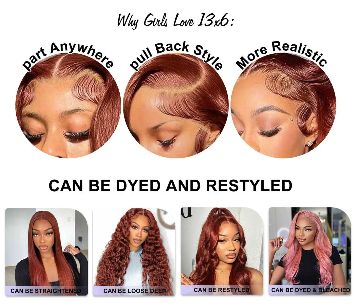 250 Density Reddish Brown 13x6 HD Lace Frontal Wig 30 36 40 Inch Colored 13x4 Body Wave Colored Lace Front Remy Human Hair Wig