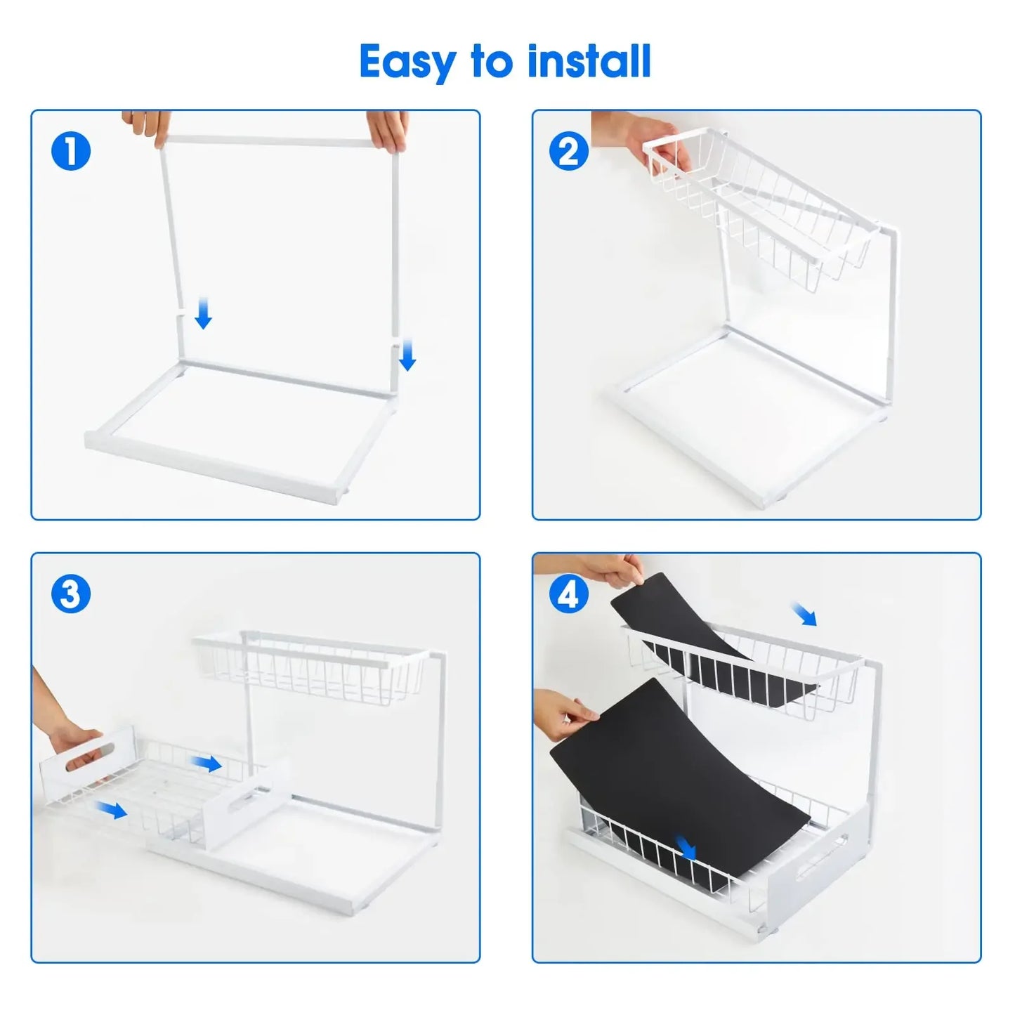 Double-layer Sliding Rail Basket Under-Sink Storage Rack Bathroom & Kitchen Storage