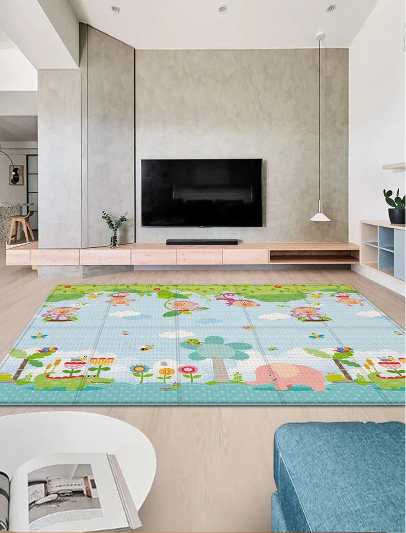 Baby Play Mat 180x200cm Doubel Sided Printed Kids Rug Educational Toys for Children Crawling Carpet Game Activity Gym Foam Floor