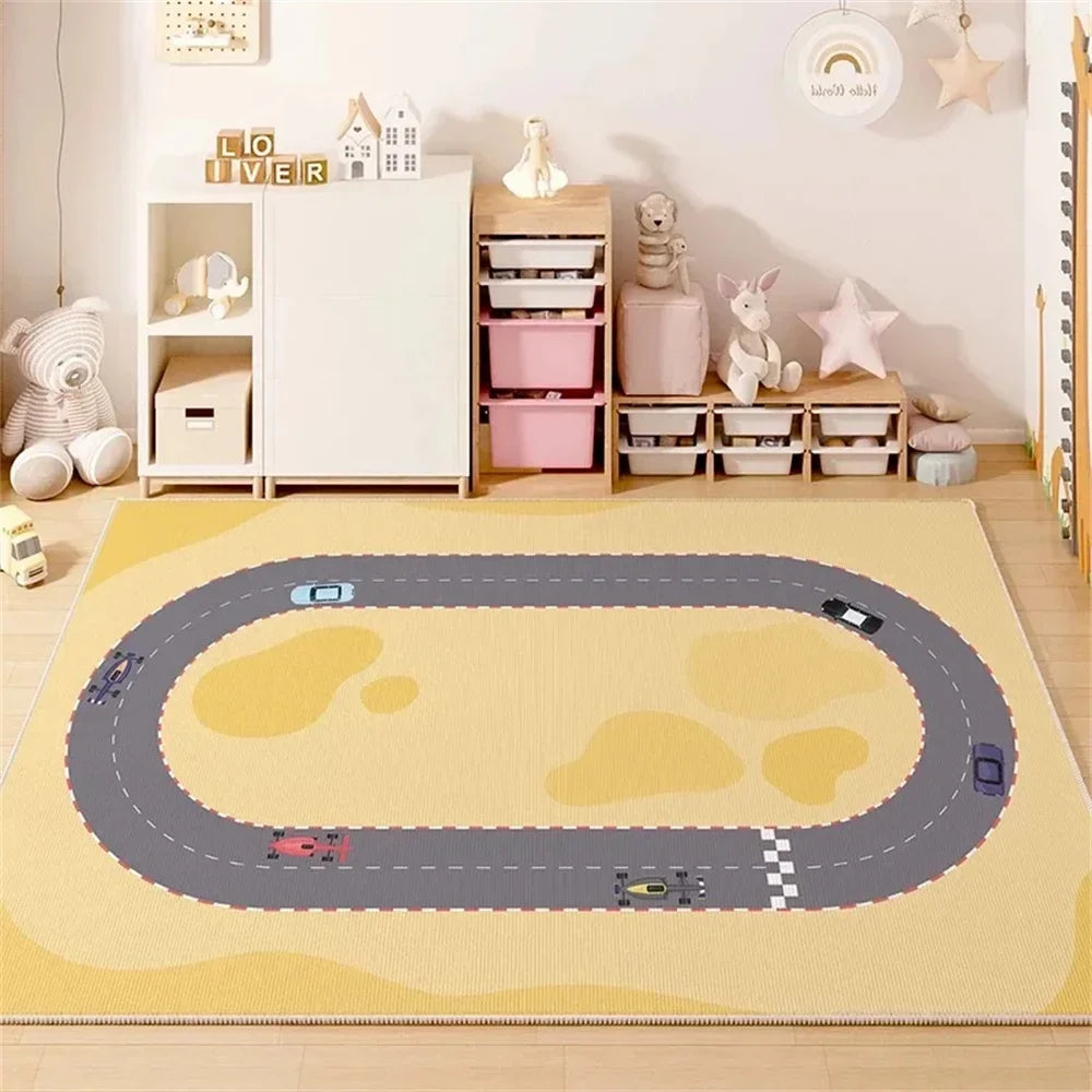 Children's Room Play Area Carpet Living Room Bedroom Children's Car track Digital puzzle game mat Baby play crawl mat