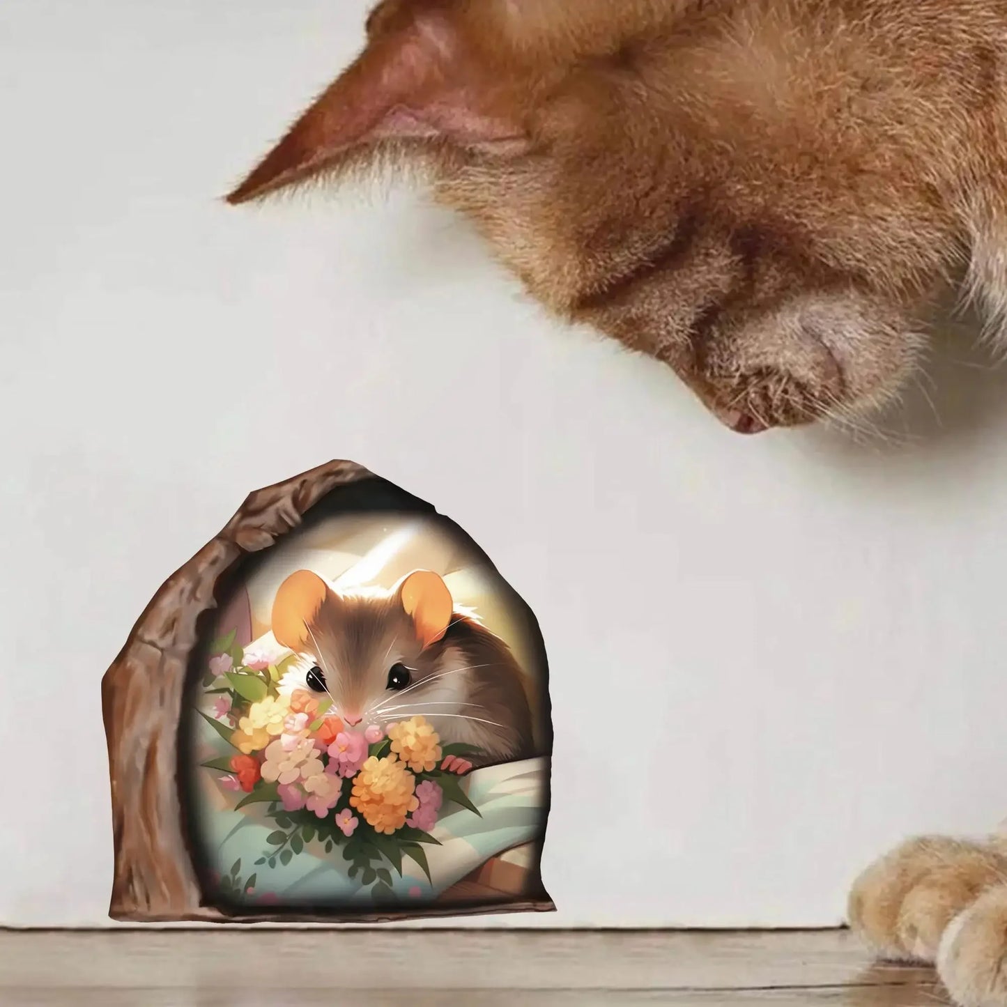 6pcs Different 3D Mouse Hole Wall Stickers for Corner Stairs