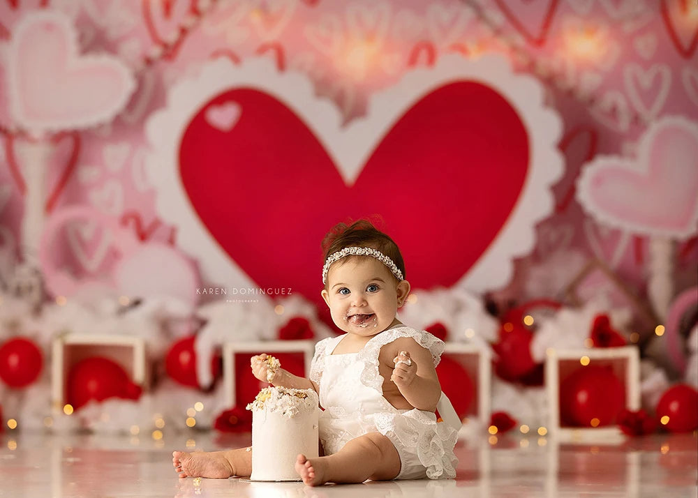 Valentine's Day Photography Backdrop Cloth Red Love Heart Wedding Baby Birthday Party Decor Backgrounds For Photo Studio Props