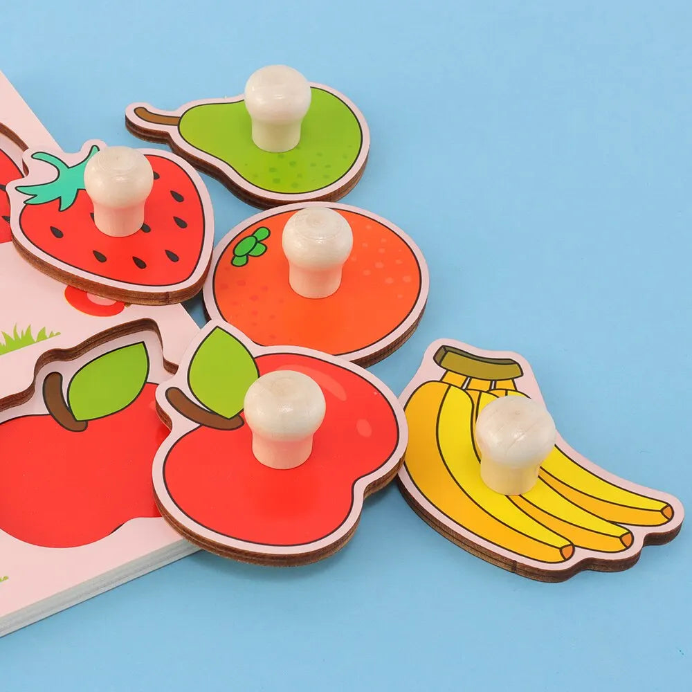 Baby Montessori Early Education Scratch Board Toy Hand Development Fruit Cognitive Puzzle for Children Educational Play