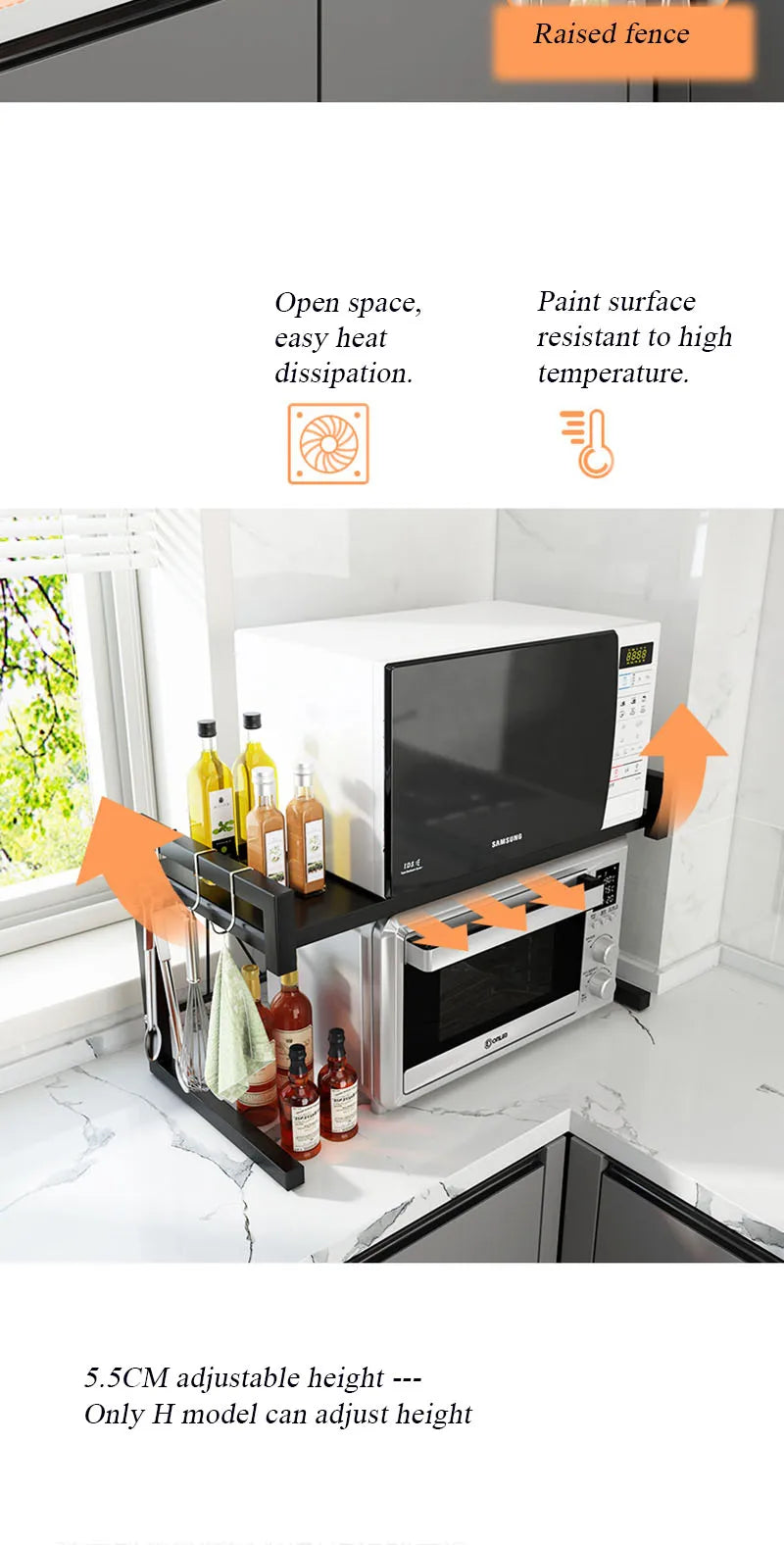 Retractable Multi-Functional Kitchen Rack Table Microwave Stove Rack Stove Cabinet Storage Rack Rice Cooker Storage Rack