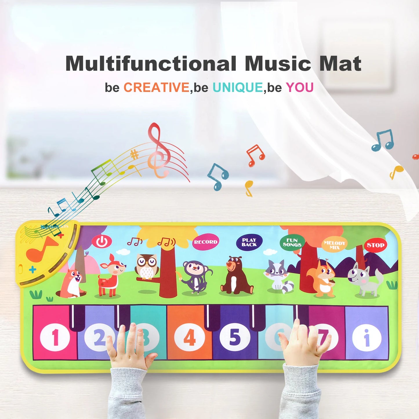 80x30cm Kids Music Piano Mat keyboard Dance Mat Toddler Floor Baby with 8 Animals Sounds Baby Mat Educational Toys for Kid Gifts