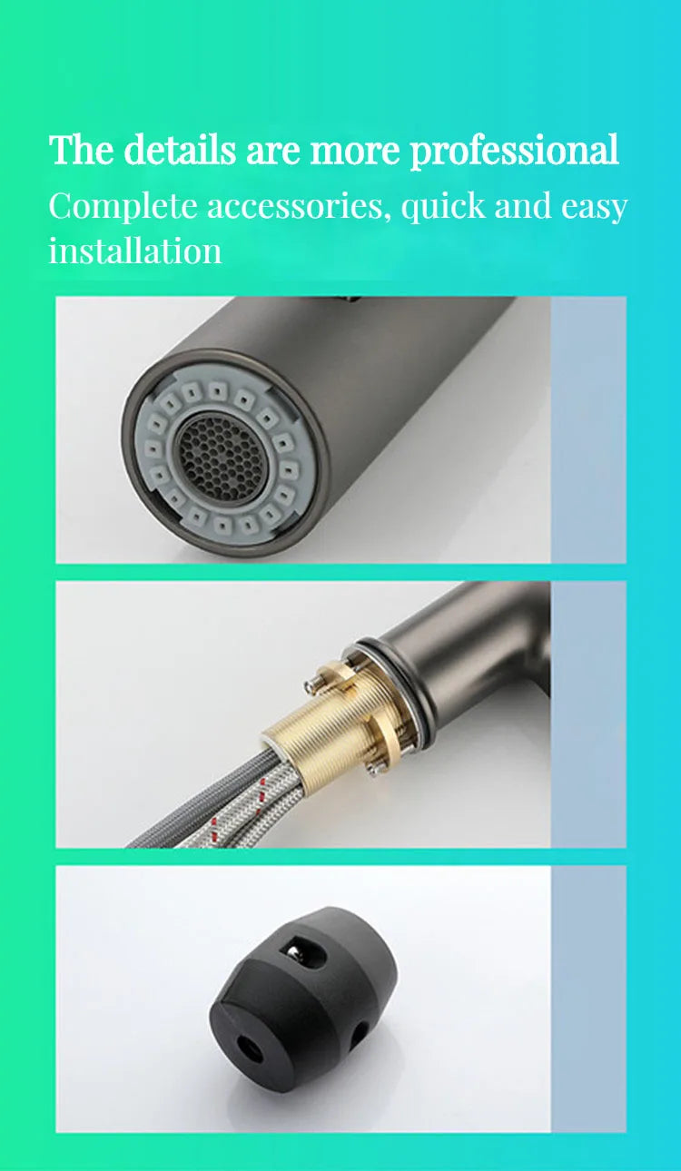 GEGVE Removable Kitchen Sink Faucet Spring Faucets Pull Out Spout Mixer Tap Hot Cold Water with Pull Down Tap Sprayer Cooking