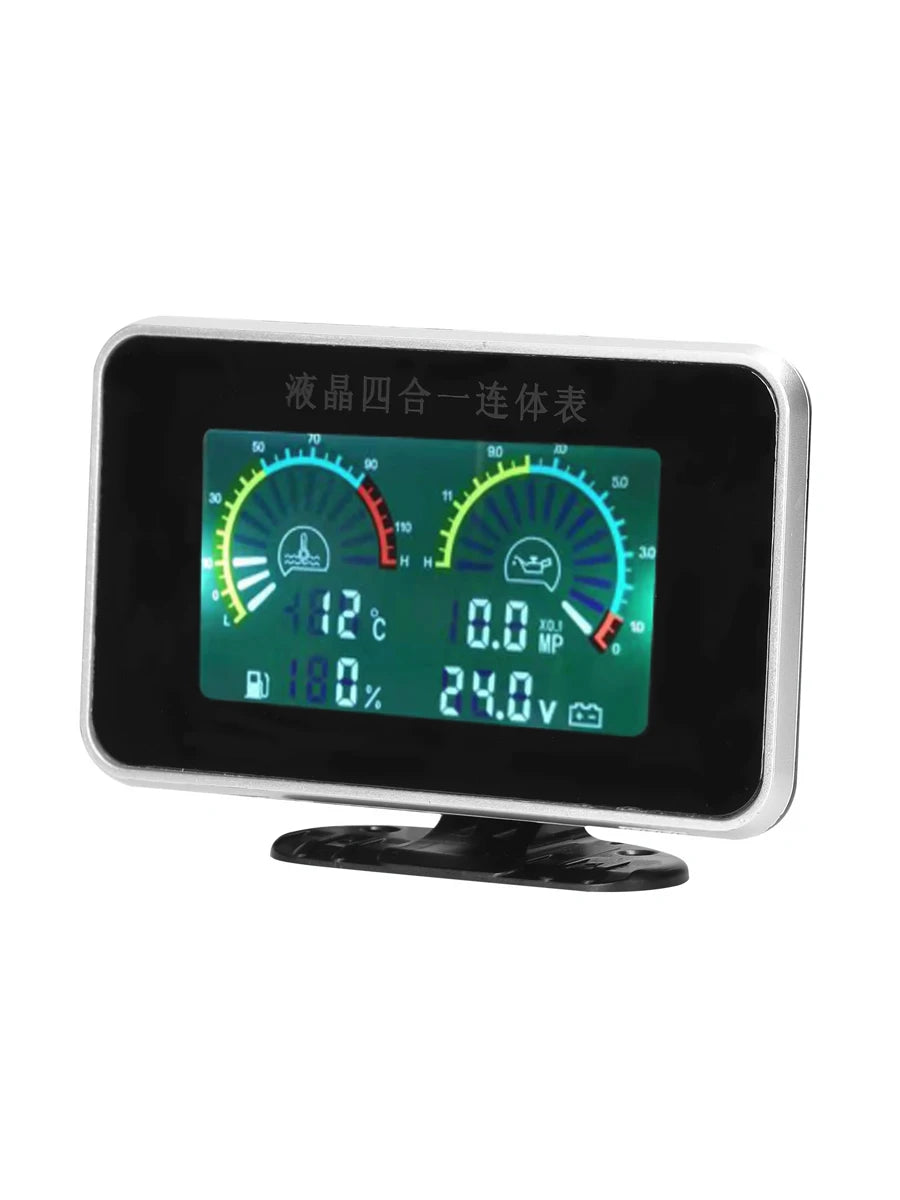 4-in-1 Car LCD Meter Digital Oil Pressure Voltage Water Temperature Fuel Gauge Universal Instrument 9-36V for Car Truck SUV RV