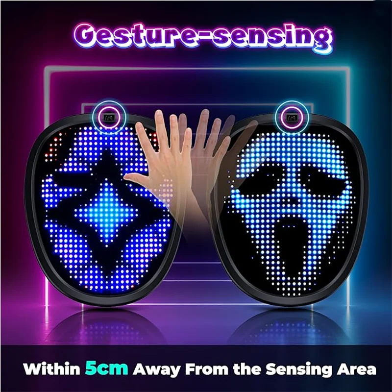 LED Mask with Gesture Sensing Children Electronic Light up Mask