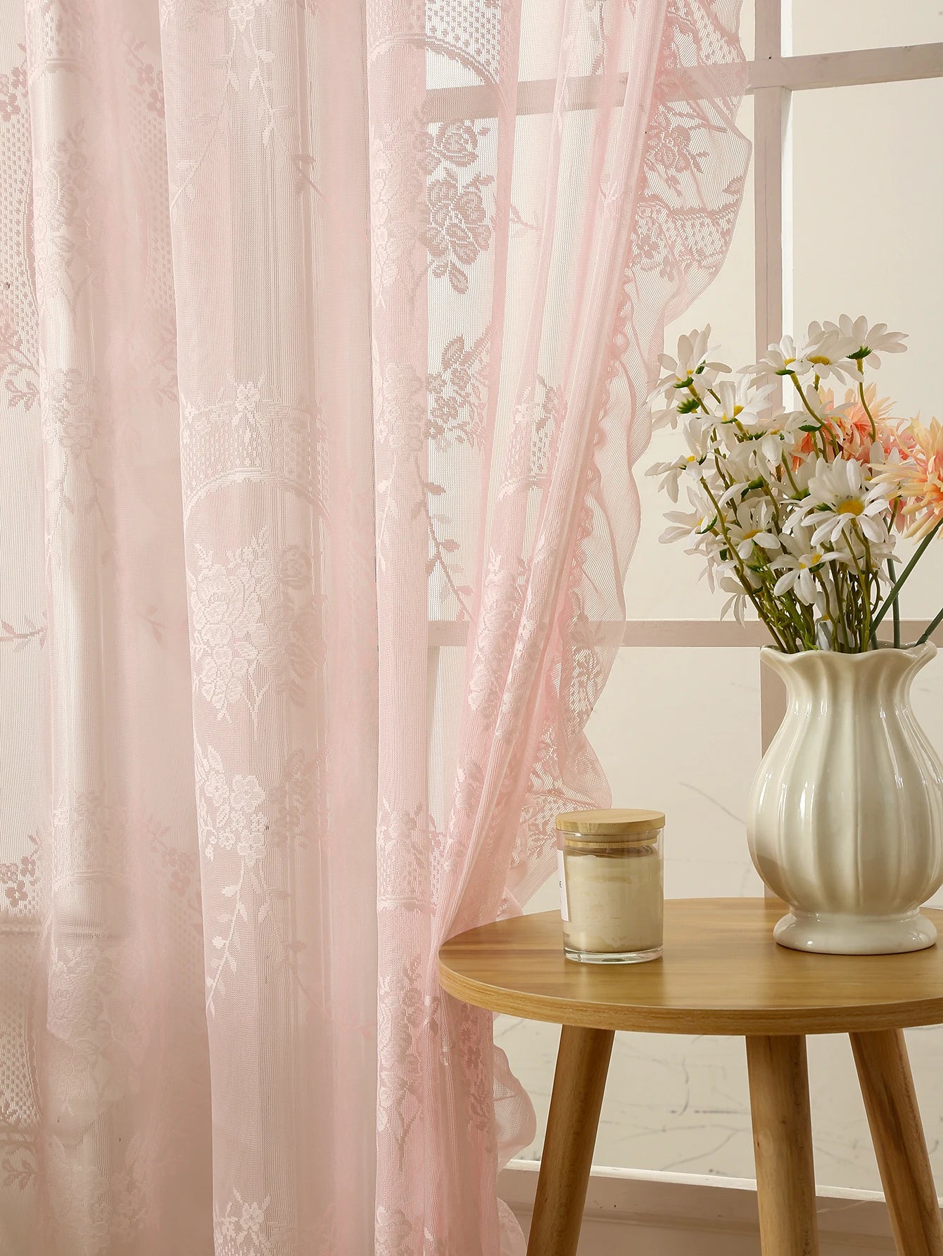 78" Pink Lace  Curtains